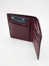 Brown leather wallet with cards on a white background
