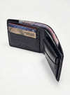 Black wallet with cards on a white background